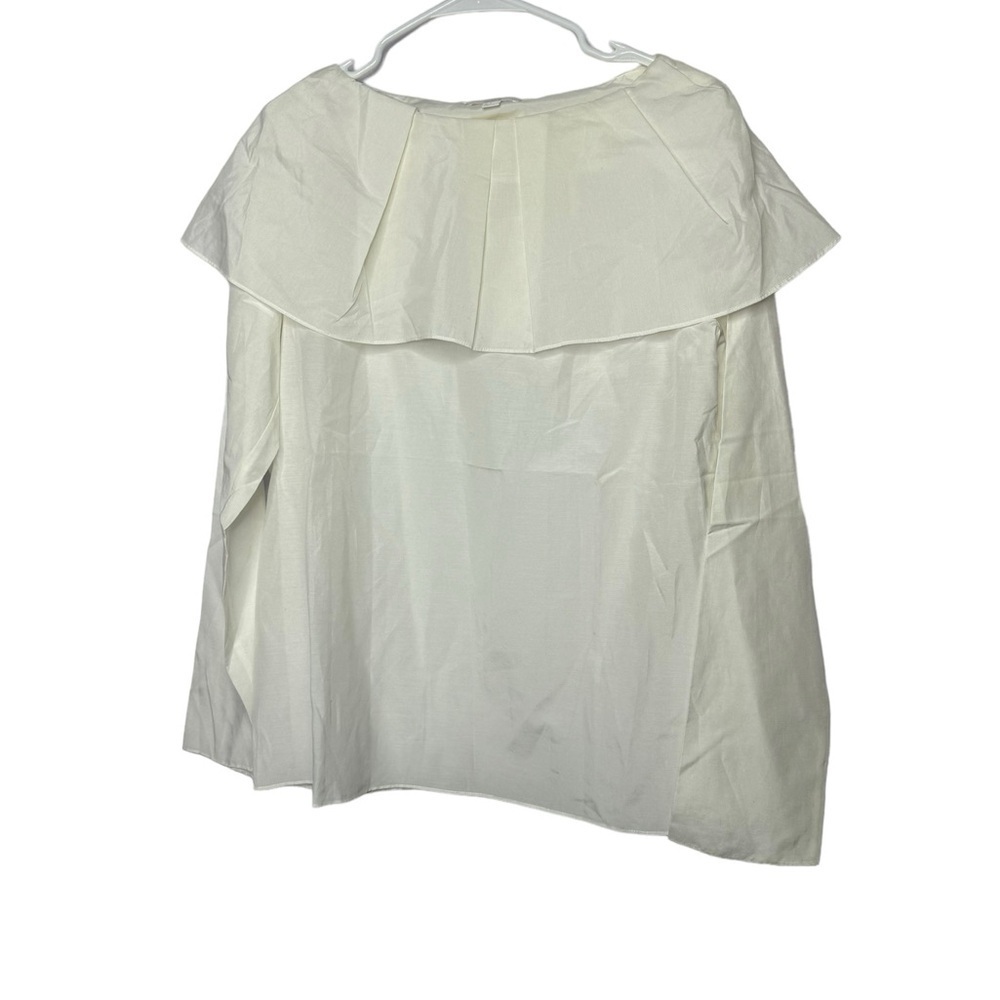COS RUFFLE NECK WHITE SILK COTTON BLOUSE size 10